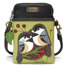 CHICKADEE BIRD Cell phone Crossbody Bag by CHALA    ~DESCRIPTION~ Front Pocket has CHICKADEE'S  Character has detailed stitching with metal button eyes LEAF zipper pull Top zipper closure Inside has 3 credit card slots Extra padding to protect your cell phone    ~FEATURES~ *7 x 5" x 1" *Faux Leather *Nice sturdy quality bag *inside patterned lining *designed in California *adjustable wide strap 7"-28"   Check out our eBay store for more Chala Bags   Thank you for looking!!!   For more of what a Navy Purse, Convertible Backpack Purse, Chickadee Bird, Crossbody Bags For Travel, Button Eyes, Bag Inside, Bowling Bags, Womens Crossbody Bag, Backpack Purse