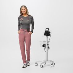 Official FIGS® Scrubs. Ridiculously Soft Scrubs Designed Just For You. Get Free Shipping On Orders $50+! | FIGS Womens Mauve Yola™ High Waisted 2.0 - Skinny Scrub Pants Cute Scrubs Outfits, Nurse Vibes, Pink Scrubs, Cute Scrubs, Scrubs Outfit, Figs Scrubs, Medical Outfit, Lab Coats, Trouser Pocket