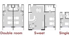 three different floor plans for a small apartment