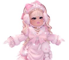 a pink doll with long blonde hair wearing a dress and headband, holding her hands out to the side