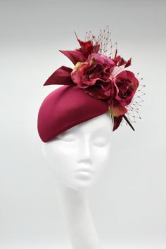 Burgundy Fascinator, Hat Club, Cocktail Hat, Doll Hat, Love Hat, Royal Ascot, Beautiful Hats