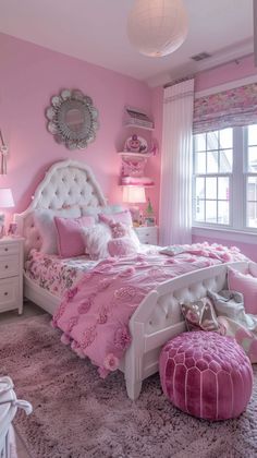 Elevate your daughter's room with our collection of 50+ stunning Girls Bedroom Ideas, featuring chic decor, vibrant colors, and imaginative themes. Create a space she'll adore! 🎨🌸 #GirlsBedroomIdeas #ChicDesigns #CreativeThemes Korean Bedroom Ideas, Farm Bedroom, Toddler Bedroom Girl, Pink Bedroom Decor, Pink Bedrooms, Cozy Lounge, Girly Room, Luxurious Bedroom, Shabby Chic Bedrooms