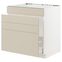 a white cabinet with two drawers on each side