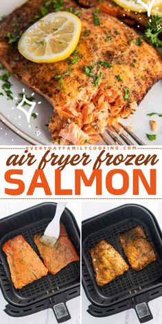 Looking for a quick weeknight dinner? Try this foolproof Air Fryer Frozen Salmon recipe! With omega 3s, fatty acids, Dijon mustard, cayenne pepper, olive oil, and lemon juice, it’s an easy, healthy main course idea. Make it tonight and enjoy! Easy Air Fryer Salmon, Salmon In Air Fryer, Air Fryer Recipes Healthy Low Carb, Salmon Fillet Recipes, Air Fryer Salmon, Frozen Salmon, Salmon Fillet, Butter Salmon, Fried Salmon