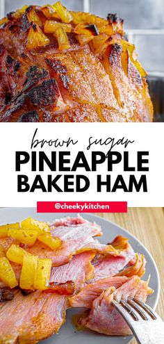 bacon and pineapple baked ham on a plate