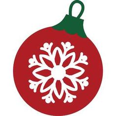 a red ornament with white snowflakes on it's top and bottom