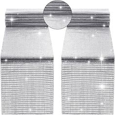 two pieces of metal mesh are shown with the reflection of light on top and bottom