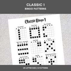 a printable pattern for the classic bingo game