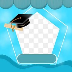 an image of a graduation cap and diploma on the water with clouds in the background