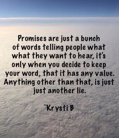 an airplane wing with the words, proms are just a bunch of words telling people what they want to hear it's only when you decide to keep your word, that it has any value