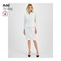 in stock Pencil Skirt Suit, Business Casual Work, Le Suit, Womens Business Casual, Casual Work Outfits, Vanilla Ice, Skirt Suit, Work Casual, Stand Collar