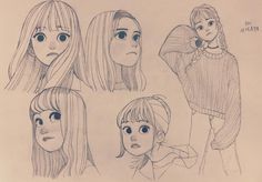 some drawings of people with different hair styles