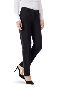 Women's Black Peak Lapel Long Tuxedo Jacket | Little Black Tux – LITTLE BLACK TUX Tailored Structured Evening Pants, Tailored Structured Pants For Evening, Tailored Pants For Evening, Classic Straight Leg Outerwear For Work, Chic Structured Business Suits, Elegant Spring Suits For Office Wear, Elegant Spring Blazer With Concealed Placket, Elegant Spring Blazer For Workwear, Elegant Spring Office Wear Suits