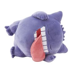 a stuffed animal with its mouth open and tongue sticking out from it's side