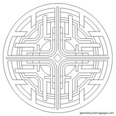 a circular maze that is in the shape of a cross and has four intersecting sections