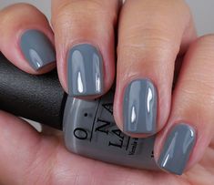 OPI 50 Shades of Grey Collection - Of Life and Lacquer Blue Gray Manicure, Opi Grey Blue Nail Polish, Fall Nails 2023 Gray, Dove Gray Nails, Best Gray Nail Polish Colors, Gray Summer Nails, Blueish Grey Nails, Gray Color Nails