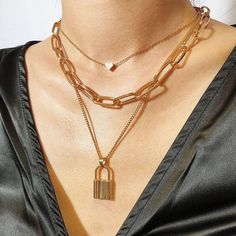 New! Cute And Trendy Gold Multilayer 3 Strand Chains Statement Necklace. Approximate Measurements: Heart Chain: 13.8" Chain Links: 16.5" Lock Pendant Long Chain: 19.7" Extension: 1.9" Padlock Pendant: 1" Tall. Tags # Triple Layer, Pendant, Dangle, Dainty, Delicate, Boho, Bohemian, Hippie, Natural, Adjustable Clasp, Concert, Festival, Rave, Party, Evening, Choker, Collar, Chunky, Paperclip Link, Metal, Gypsy, Drop, Charm, Layered, Elegant, Princess, Graduation, Birthday, Mothers Day, Love, Nwt, R Statement Collar Necklace, Punk Vintage, Coin Pendant Necklace, Layered Necklace Set, Accessories Style, Party Necklace, Necklace Accessories, Pearl Choker Necklace, Summer Necklace