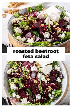 roasted beetroot and feta salad in a bowl