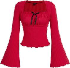 Fitted Long Sleeve Knit Top For Summer, Fitted Knit Top With Long Sleeves For Summer, Red Stretch Summer Tops, Fitted Ribbed Top For Summer, Summer Long Sleeve Stretch Knit Top, Stretch Long Sleeve Knit Top For Summer, Summer Stretch Long Sleeve Knit Top, Pink Ribbed Top For Summer, Red Stretch Tops For Spring