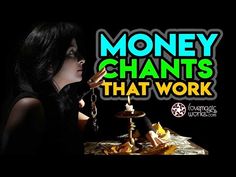 a woman sitting at a table with money in front of her and the words money chains that work