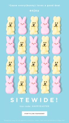 an advertisement for some kind of candy that looks like bunnies with bunny ears on them