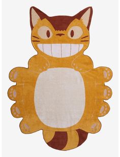 a cat rug with an open mouth and big teeth