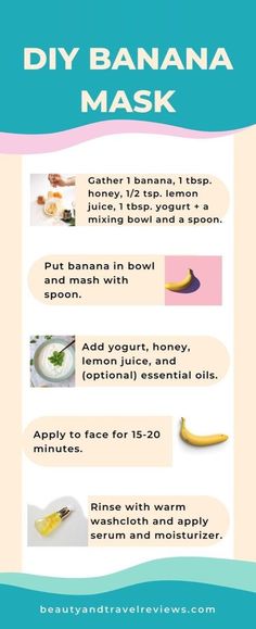 Banana Facial, Mask For Glowing Skin, Banana Face Mask, Diy Anti Aging, Glowing Skin Mask, Diy Skin Care Recipes, For Glowing Skin