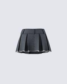 Level up your attitude with our black denim pleat skirt 🖤 This look is made from a washed denim fabric, and complete with a mid-rise fit, a frayed hem, and an invisible side zipper - Bold, bada*s, and ready to slay any occasion 😜 White Corset Dress, Denim Pleated Skirt, Yellow Mini Dress, Pleat Skirt, Black Off Shoulder, Mesh Maxi Dress, White Corset, Sequin Mini Skirts, Pink Sequin