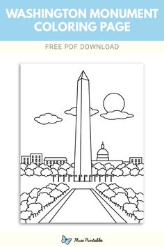 washington monument coloring page with the washington monument in the background