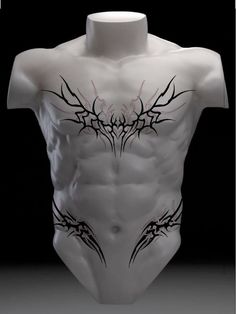 Abdomen Tattoo Men, Mens Back Tattoo Ideas, Funniest Tattoos, V Cyberpunk, Reference Tattoo, Abdomen Tattoo, Shoulder Tattoo Ideas, Tattoos Cool, Torso Tattoos