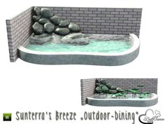 an outdoor hot tub with rocks and water