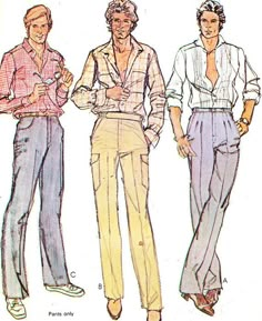 1960s Fashion Mens, 1970s Mens Fashion, Men Pants Pattern, 1970 Fashion, Mens Sewing Patterns, 1970s Men