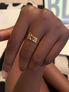 Design your own one-of-a-kind ring with your name or a special word! Premium quality Stainless Steel. It does NOT Tarnish Or Rust (100% guaranteed). 4-6 letter is best This item is made-to-order, and it takes 10 - 20 business days to be made. As this item is custom made for you, it will be non-returnable. Name Ring, Bamboo Earrings, Name Rings, Special Words, Ring Dainty, Cuban Chain, Baddie Outfits Casual, Outfits Casual, Baddie Outfits