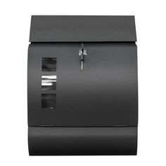 an image of a black mailbox on white background