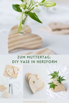 the instructions to make a wooden heart vase in herzformm