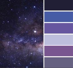 the sky is filled with stars and purple hues