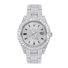 Iced Out Diamond Rolex Watch for Men Datejust with Diamond Bezel & Face 20c Classy Man, Rolex Diamond Watch, Rolex Datejust Ii, Mens Watch Box, Rolex Diamond, Diamond Watches, Diamond Watches For Men, Watches Rolex, Rolex Watches For Men