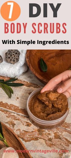 Body scrubs detoxify and cleanse your skin.  Your skin becomes soft and smooth.  Body scrubs improve blood circulation and nutrients delivery.  Learn how to make different body scrubs at home. Homemade Body Scrubs, Organic Body Scrub, Salt Scrubs, Homemade Body Care, Face Body Scrub, Lip Scrub Homemade, Body Scrub Recipe