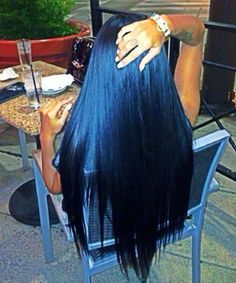 Jet Black Hair With Blue Tips Women Hairstyles, Hair Waves, Gorgeous Hair, Hair Color Ideas, Weave Hairstyles, Pretty Hairstyles