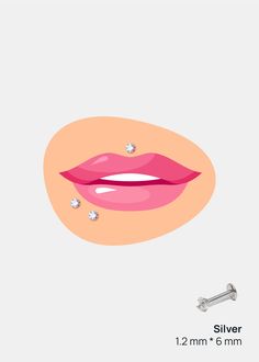 an illustration of a woman's lips with diamond studs on the bottom and side