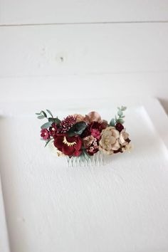 Burgundy beige bridal flower comb Hair clip Fall wedding | Etsy Wedding Floral Headpiece, Comb Hair Clip, Bridal Flower Comb, Bicycle Wedding, Floral Headpiece Wedding, Hair Comb Clips, Flower Hair Pieces, Bridesmaid Flower, Flower Comb