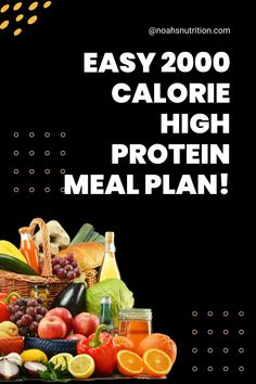 Easy 2000 Calorie High Protein Meal Plan! 1800 Calorie Meal Plan High Protein, Meal Plan High Protein, 1600 Calorie Meal Plan, 1800 Calorie Diet