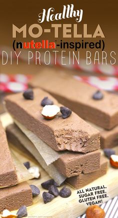 nutella inspired chocolate protein bar recipe on a cutting board