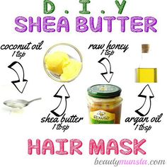 Shea Butter Hair Mask, Coconut Oil Mask, Hair Mask Diy, Hair Mask Recipe, Shea Butter Hair, Coconut Oil Hair Mask, Home Remedies For Hair, Luscious Hair