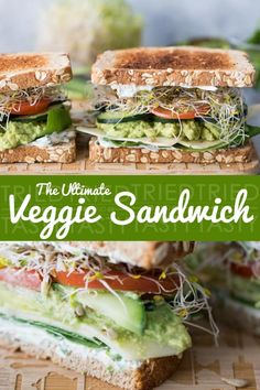 the ultimate veggie sandwich is cut in half