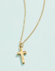 This delicate textured Cross Necklace as a beautiful reminder of your faith and you never have to take it off. Designed to shine through everyday wear, exercise, showers and a summer at the beach in tarnish free 14kt gold vacuum plating. Chrome Cross Necklace, Dainty Gold Cross Necklace, Cute Cross Necklace, Jewelry Gold Necklaces, Small Cross Necklace, Sideways Cross Necklace, Preppy Accessories, Summer At The Beach, Spartina 449