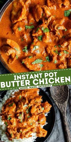 the instant pot butter chicken recipe is ready to be eaten