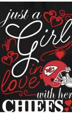 a poster with the words, just a girl and a football helmet on it's side