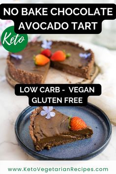 no bake chocolate avocado tart with low carb - vegan gluten free