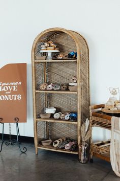 Iowa Wedding at Hidden Acre in Waverly, Iowa. Lots of retro and boho details. Many diy's use cricut and lots of thrifted elements. Terra cotta, rust, greens, golds, and more colors. Wedding Donut Display, Hurts Donuts, Party Rental Ideas, Rattan Shelf, Donut Display, Wedding Donuts, Using Cricut, Cricut Wedding